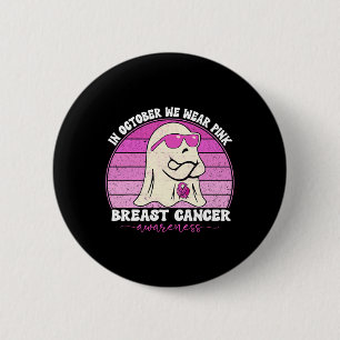 Groovy Breast Cancer Awareness We Draag Pink Ribbo Ronde Button 5,7 Cm