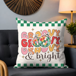 Groovy & Bright Retro Kerst Disco Ballen Kussen