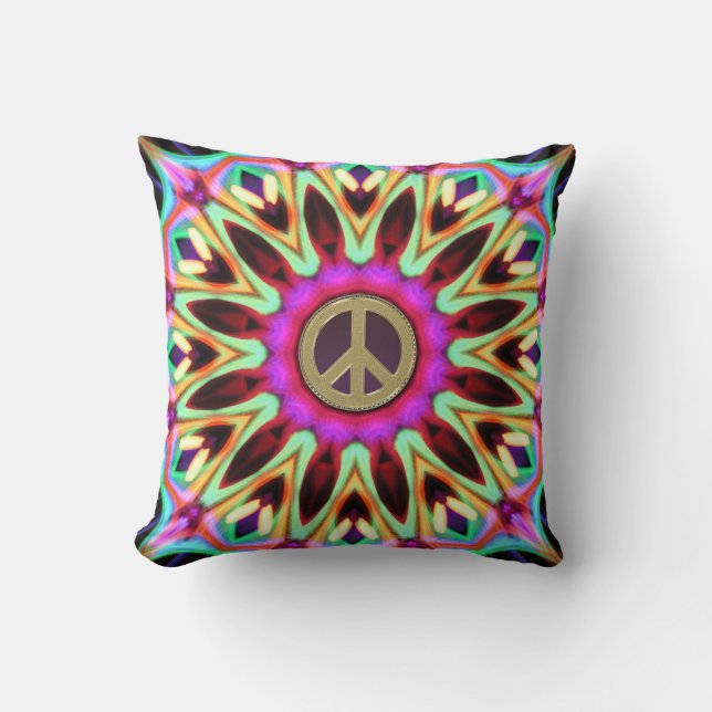 Groovy Brights Hippy Peace Sign Kussen (Voorkant)