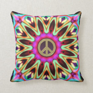 Groovy Brights Hippy Peace Sign Kussen