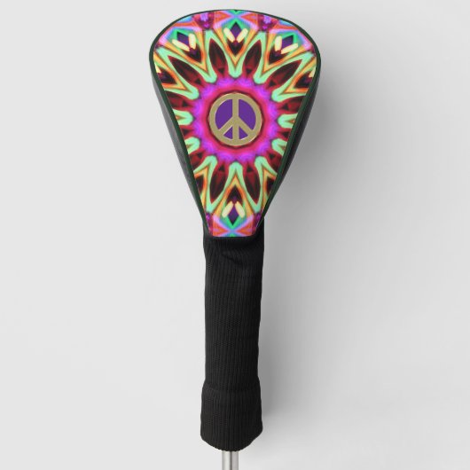 Groovy Brights Hippy Peace Sign Kussen Golfheadcover (Voorkant)