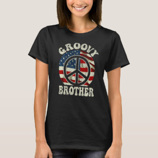 Groovy Brother 70's Aesthetische USA Flag Retro Br T-shirt