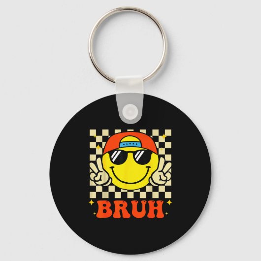 Groovy Bruh For Girls Kids Boys Smile Face Sleutelhanger (Voorkant)
