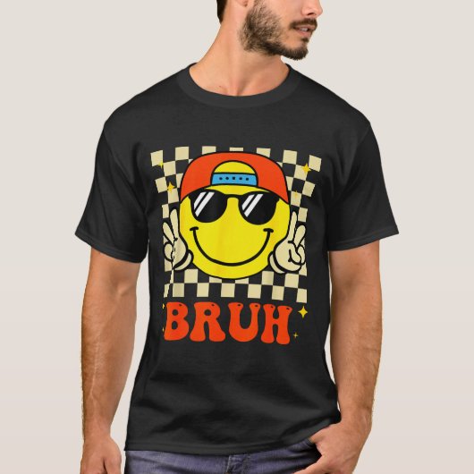 Groovy Bruh For Girls Kids Boys Smile Face  T-shirt (Voorkant)
