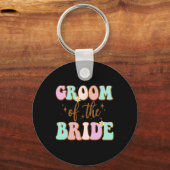 Groovy bruidegom van de bruid bruiloft douche van sleutelhanger (Voorkant)
