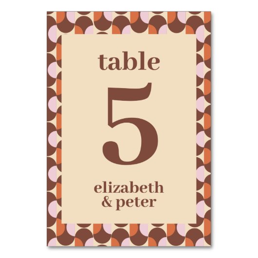 Groovy Bruin Retro 70s Geometrische Bruiloft Kaart (Voorkant)