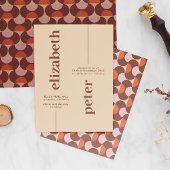 Groovy Bruin Retro 70s Geometrische Bruiloft Kaart