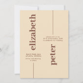 Groovy Bruin Retro 70s Geometrische Bruiloft Kaart (Voorkant)