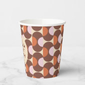 Groovy Bruin Retro 70s Geometrische Bruiloft Papieren Bekers (Links)
