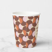 Groovy Bruin Retro 70s Geometrische Bruiloft Papieren Bekers (Rechts)