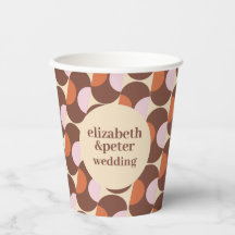 Groovy Bruin Retro 70s Geometrische Bruiloft