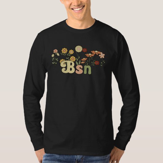 Groovy BSN Bachelor Of Science In Nursing Flowers T-shirt (Voorkant)