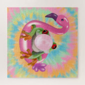 Groovy Bubblegum Blowing Tree Frog Tie Dye Legpuzzel (Horizontaal)