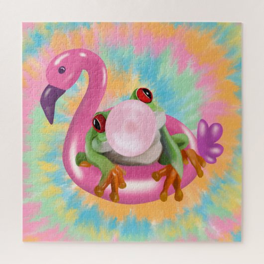 Groovy Bubblegum Blowing Tree Frog Tie Dye Legpuzzel (Verticaal)