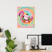 Groovy Bubblegum Blowing Tree Frog Tie Dye Poster (Thuiskantoor)