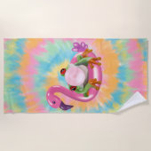 Groovy Bubblegum Blowing Tree Frog Tie Dye Strandlaken (Voorkant)