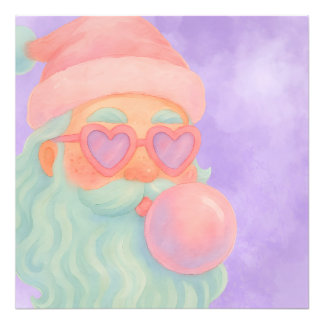 Groovy Bubblegum Kerstman Muurkunst Foto Afdruk