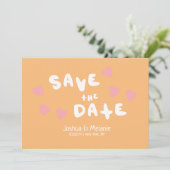Groovy Bubbles Handdrawn Hearts Save the Dates  (Staand voorkant)