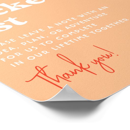 Groovy Bucket List Trouwbord Poster (Hoek)