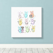 Groovy Bunnies Snoep Echografie Tech Pasen Sonogra Canvas Afdruk (Insitu (Houten vloer))