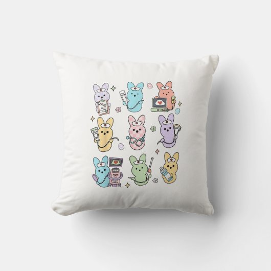 Groovy Bunnies Snoep Echografist Pasen Sonograaf Kussen (Voorkant)