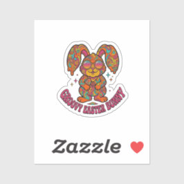 Groovy Bunny Hippie Retro Pasen Psychedelisch Sticker