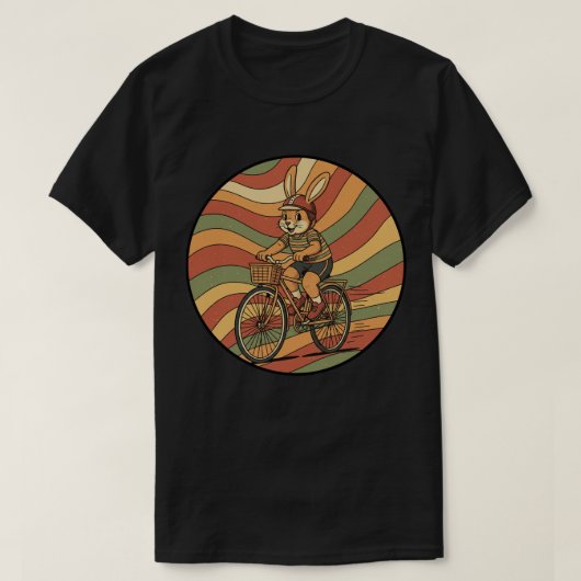 Groovy Bunny op een fiets - Retro Fietsreis T-shirt (Design voorkant)