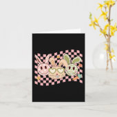 Groovy Bunny Smile Face Happy Easter Day Rabbit Hi Kaart (Gele Bloem)