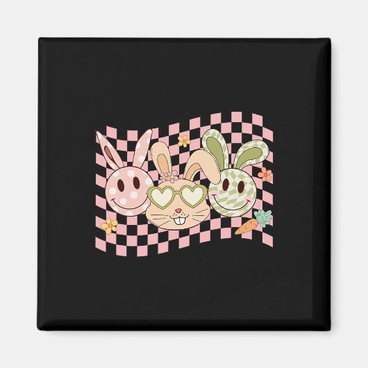 Groovy Bunny Smile Face Happy Easter Day Rabbit Hi Magneet (Voorkant)