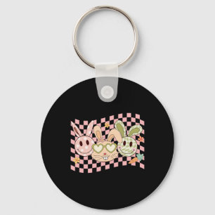 Groovy Bunny Smile Face Happy Easter Day Rabbit Hi Sleutelhanger