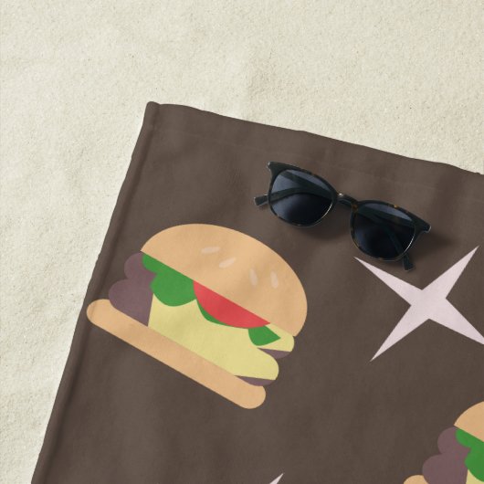 Groovy Burger Chocolate Name Beach Towel Strandlaken (In situ)