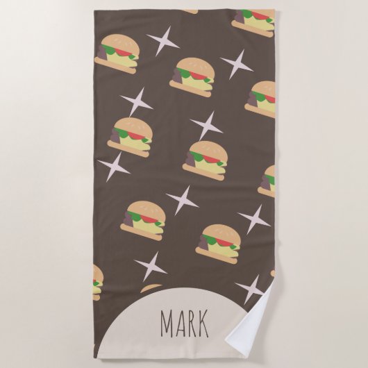 Groovy Burger Chocolate Name Beach Towel Strandlaken (Voorkant)