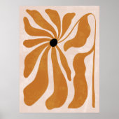 Groovy Burnt Sinaasappel Beige Abstracte Bloemenwa Poster (Voorkant)