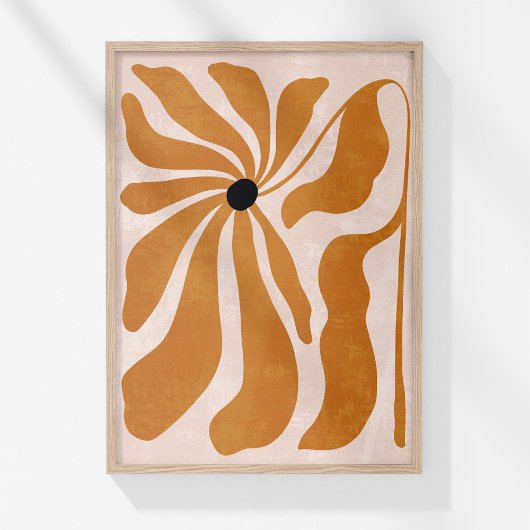 Groovy Burnt Sinaasappel Beige Abstracte Bloemenwa Poster