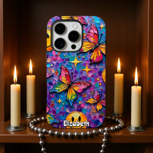 Groovy Butterflies: Retro Happy Vibes iPhone 16 Pro Hoesje