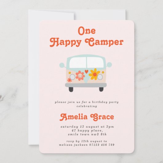 Groovy Camper Van Girls 1ste verjaardag Kaart (Voorkant)