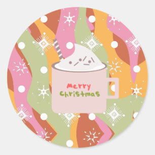 Groovy Campfire Mok Kerstmis Ronde Sticker