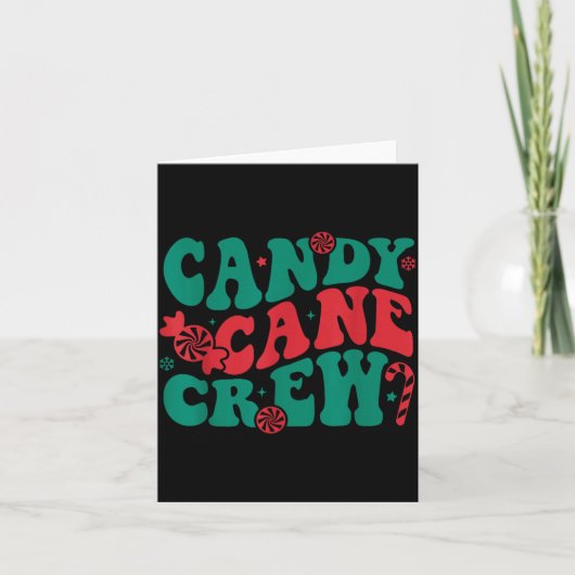 Groovy Candy Cane Crew Matchende Familie Groep Squ Kaart (Voorkant)