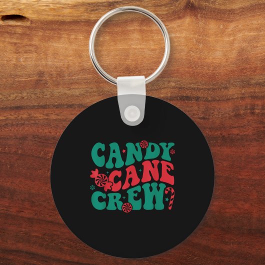 Groovy Candy Cane Crew Matching Family Group Squad Sleutelhanger (Voorkant)