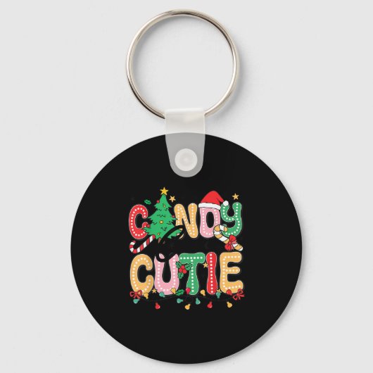 Groovy Candy Cane Cutie Christmas Xmas Women Men G Sleutelhanger (Voorkant)