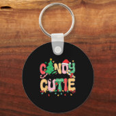 Groovy Candy Cane Cutie Christmas Xmas Women Men G Sleutelhanger (Voorkant)