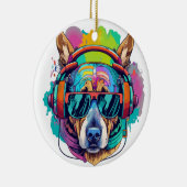 Groovy Canine Vibes: Cool Dog met Hoofdtelefoon Keramisch Ornament (Rechts)