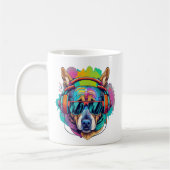 Groovy Canine Vibes: Cool Dog met Hoofdtelefoon Koffiemok (Links)