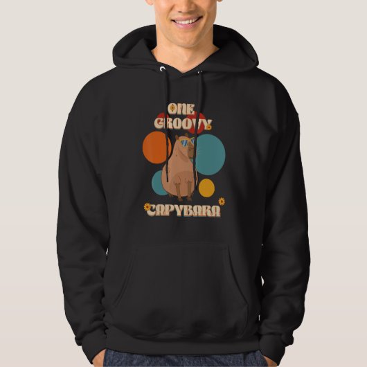 Groovy Capybara In Glasses 70th Style Capy Pet Rod Hoodie (Voorkant)