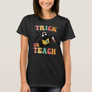 Groovy Cat 70s Costume Trick of Teach Retro Floral T-shirt