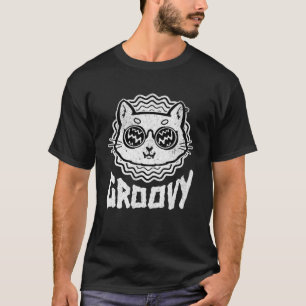 Groovy Cat met zonnebril Cool 90s 80s Kind Retro T-shirt
