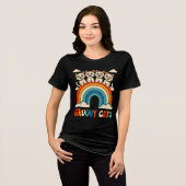 Groovy Cats Retro Regenboog Ontwerp Tri-Blend Shirt (Voorkant volledig)