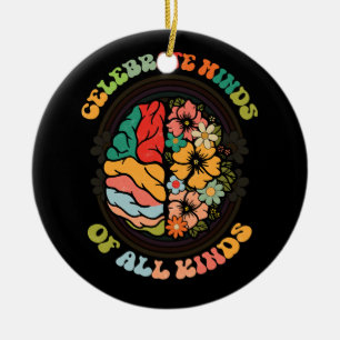 Groovy Celebrate Minds of All Kinds Neurodiversity Keramisch Ornament