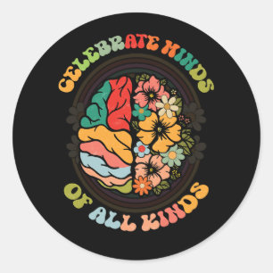 Groovy Celebrate Minds of All Kinds Neurodiversity Ronde Sticker