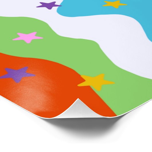 Groovy Celestial Stripe Bold Kleurrijk Abstract Perfect Poster (Hoek)